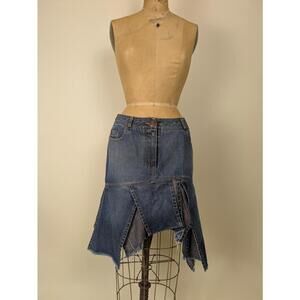 Y2K Plein Sud fringe denim skirt